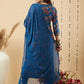 Women Blue Floral Cotton Blend Kurta Pant Dupatta Set