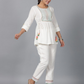 Embroidered Round Neck Three-Quarter Sleeve Co-Ords Set