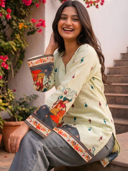 Women Folk Design Print Ethnic Cotton Top