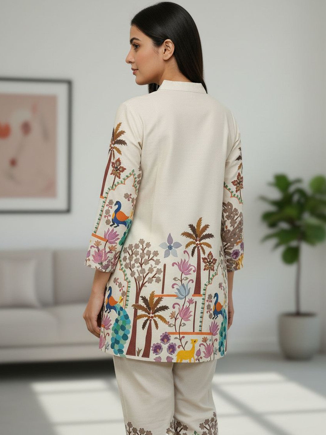 Women Ethnic Motifs Printed Regular Pure Cotton Kurta with Trousers - Amy's Cart