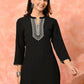 Women Embroidered Mandarin Collar Tunic