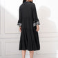 Women Embroidered Tie Midi Dress