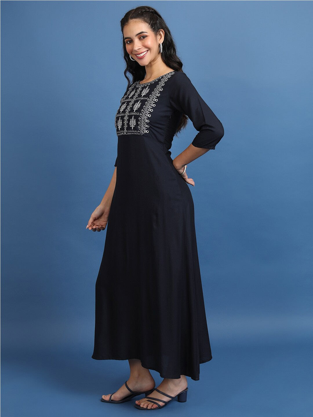 Ethnic Motifs Embroidered A-Line Ethnic Dress