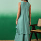 Sleeveless Round Neck Asymmetric A Line Kurta With Palazzos