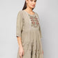 Casual Regular Sleeves Embroidered Women Beige Top