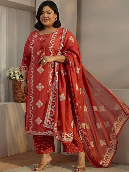 Women Ethnic Motifs Printed Regular Kurta with Trousers & With Dupatta