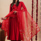 Round Neck Regular Anarkali Kurta with Trousers & Dupatta