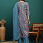 Floral Printed Gotta Patti Notch Neck Anarkali Kurta With Trousers & Dupatta