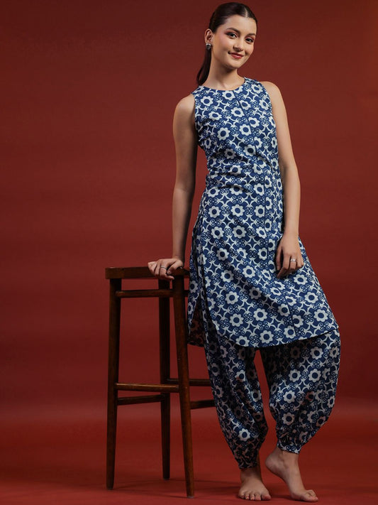 Women Floral Printed Regular Pure Cotton Kurta with Dhoti Pants
