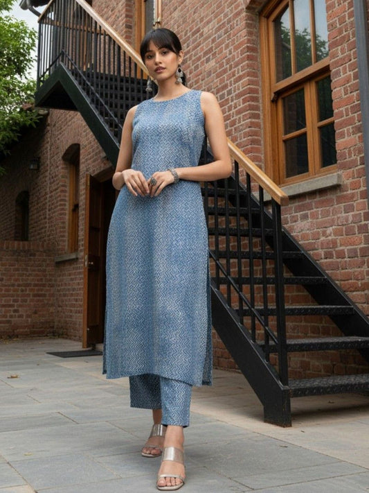 Women Printed Regular Pure Cotton Kurta with Trousers