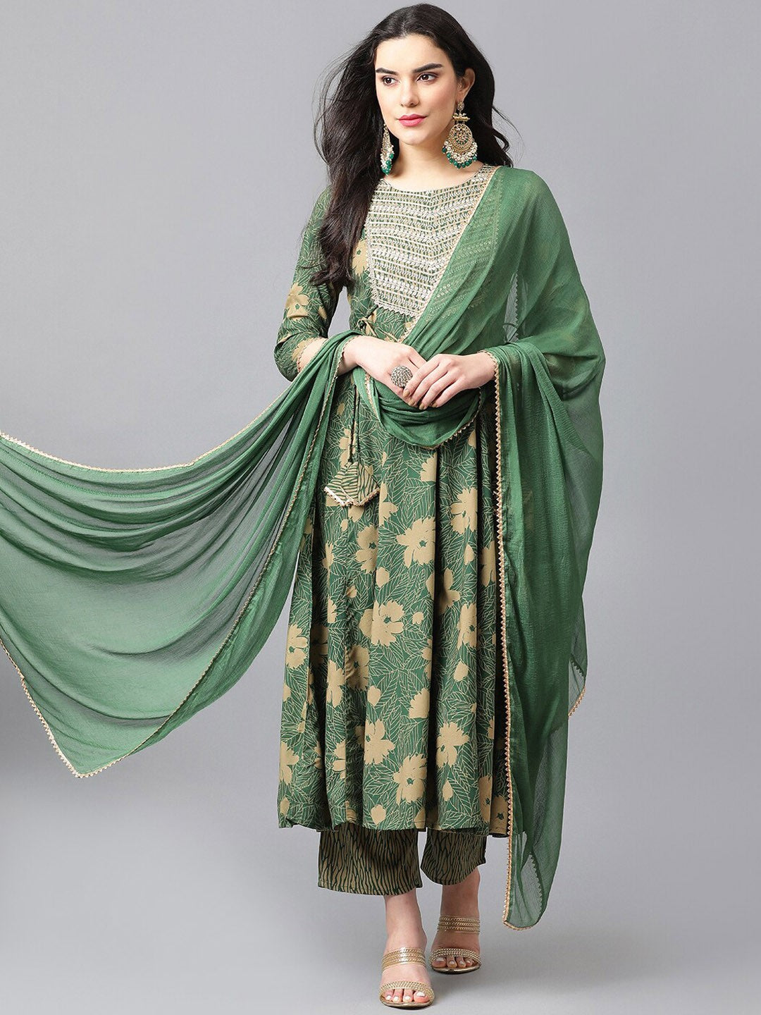 Women Ethnic Motifs Embroidered Regular Gotta Patti Kurta with Palazzos & With Dupatta