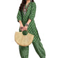 Womens Green Cotton Blend Kurta Set