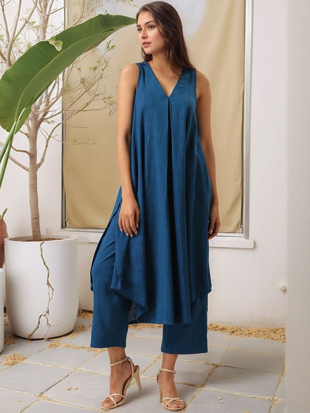 Women Tiered Kurta with Trousers