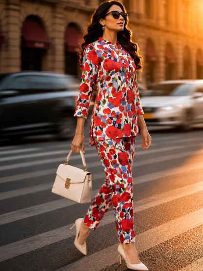 Floral Printed Top with Trousers