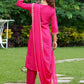 Floral Embroidered Thread Work Kurta with Trousers & Dupatta