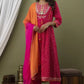 Women Pink Viscose Rayon Kurta Palazzo Dupatta Set