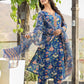 Women Floral Blue Kurta with Pant & Dupatta