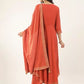 Women Orange Viscose Rayon Kurta Palazzo Dupatta Set