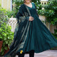 Empire Teal Anarkali Kurta With Trousers & Dupatta