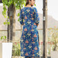 Women Floral Blue Kurta with Pant & Dupatta