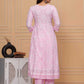 Women Pink Viscose Rayon Kurta Pant Dupatta Set