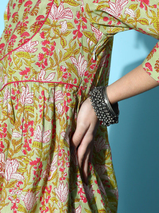 Floral Printed Pure Cotton Kurti with Sharara