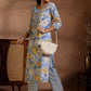 Floral Printed Gotta Patti Pure Cotton Straight Kurta With Trousers