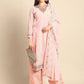 Floral Embroidered Pink Kurta with Trousers & Dupatta