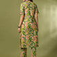 Floral Printed Beads & Stone Pure Cotton Straight Kurta & Trousers