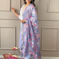 Women's Rayon Blend Embroidered A-line Kurta with Rayon Blend Pant and Organza Printed Dupatta Sets