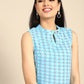 Women Turquoise Blue Pure Cotton Printed Regular Kurta with Trousers