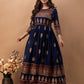 Blue Ethnic Motifs Maxi Maxi Dress