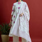 Magenta & Off White Geometric Printed Pure Cotton Kurta with Palazzos & With Dupatta