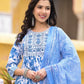 Women Blue Viscose Rayon Kurta Pant Dupatta Set