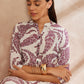 Purple Ethnic Motifs Printed Mandarin Collar Pure Cotton Kurta With Trousers