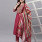 Women Multicolor Pure Silk Kurta Pant Dupatta Set