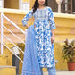 Women Blue Viscose Rayon Kurta Pant Dupatta Set