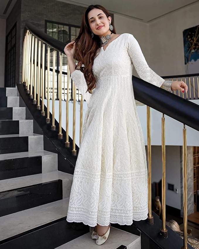 Chikankari Kurta Gown - 1 piece gown only