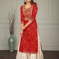 Red Rayon Kurta & White Sharara set