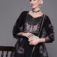 Women Black Pure Cotton Kurta Palazzo Dupatta Set