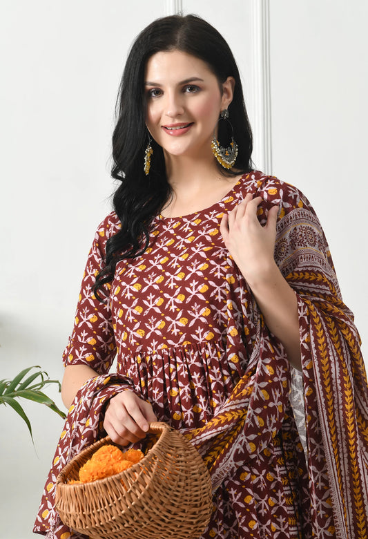 Women Pure Cotton Kurta Pant Dupatta Set