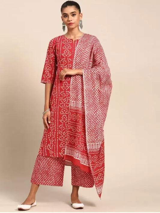 Self Design Kurta Palazzo & Dupatta Set