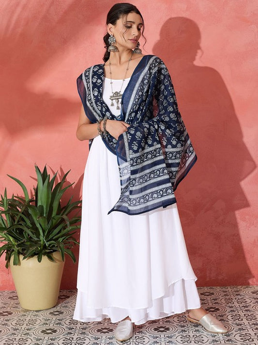 Shoulder Straps Anarkali Kurta With Palazzos & Dupatta
