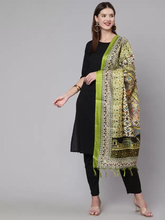 Solid Kurta Palazzo & Dupatta Set