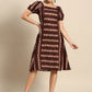 Ethnic Print Square Neck Cut-Out Back A-Line Dress