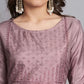 Women Lavender Silk Blend Kurta Pant Dupatta Set