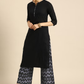 Women Black Regular Pure Cotton Kurta with Palazzos