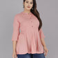 Casual Bell Sleeves Solid Cotton Women Top