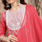 Floral Printed Sequinned & Thread Work Detail A-Line Kurta with Trousers & Dupatta - Amy's Cart