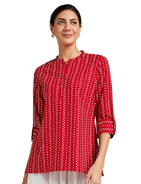 Women Cotton Red Tunic